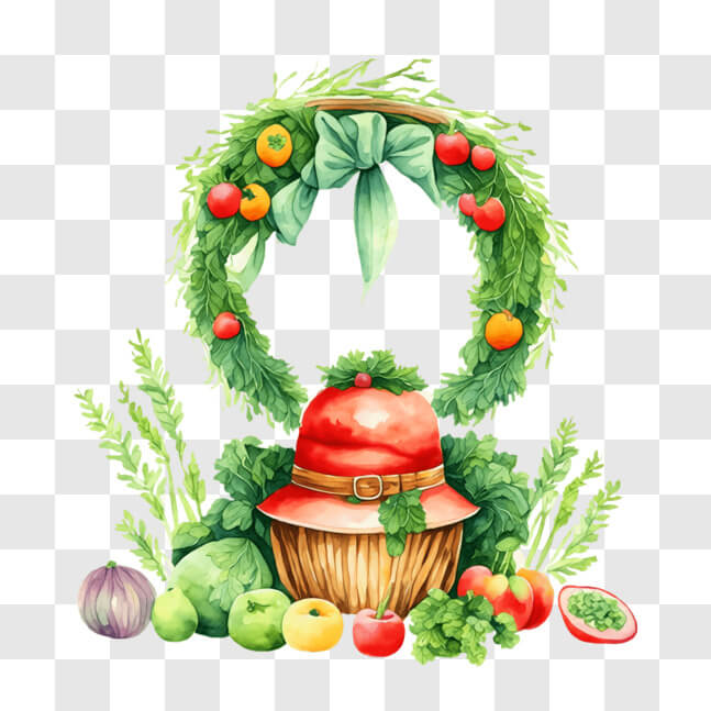 Download Autumn Fruit and Vegetable Wreath PNG Online - Creative Fabrica