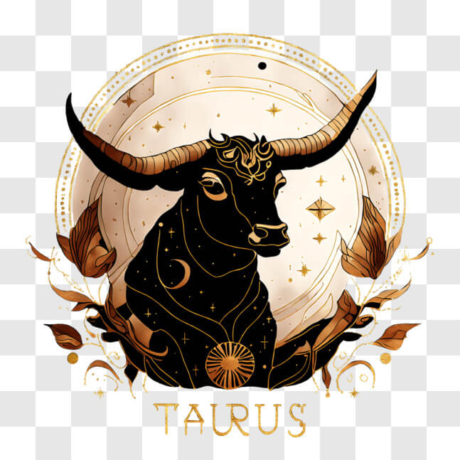 Download Taurus Zodiac Sign Symbol with Flowers and Celestial Objects ...