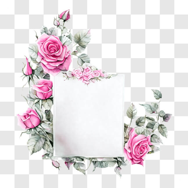 Download Elegant Pink Roses Invitation Card PNG Online - Creative Fabrica