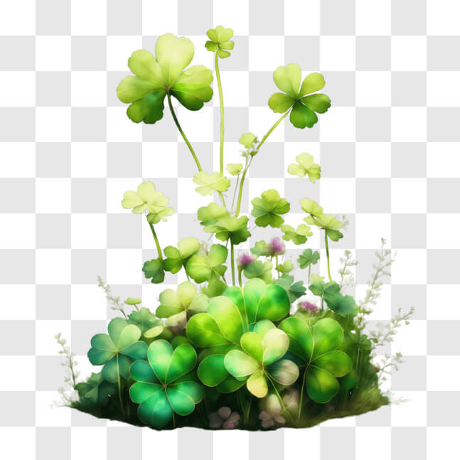 Download Shamrock Flowers on Black Background PNG Online - Creative Fabrica