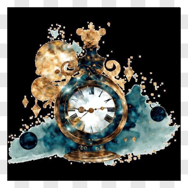 Download Antique Clock with Stars and Moons PNG Online - Creative Fabrica