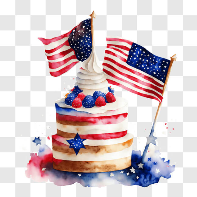 Download Patriotic Cake with American Flags and Berries PNGs Online ...