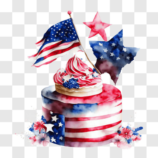 Download Patriotic 4th of July Cake with American Flag and Cupcakes ...