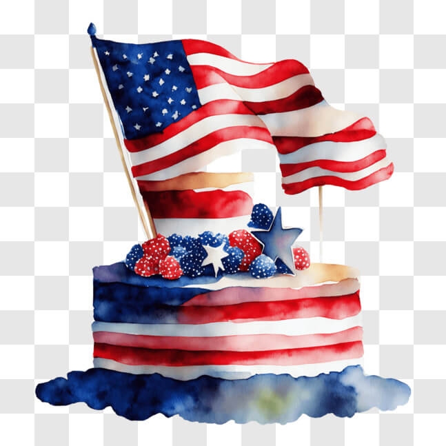 Download Patriotic 4th of July Cake with American Flag and Berries PNGs ...