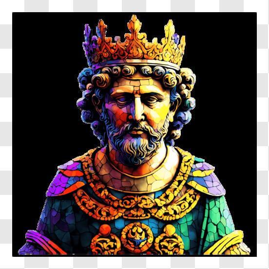 Download Historical Figure Portraits Colorful Painting of Ancient King Bust PNG Online