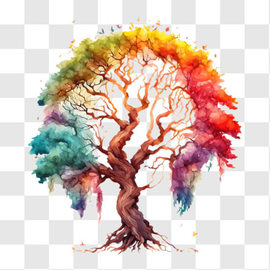 Colorful Tree with the Words "Living Tree" Sketches thumbnail