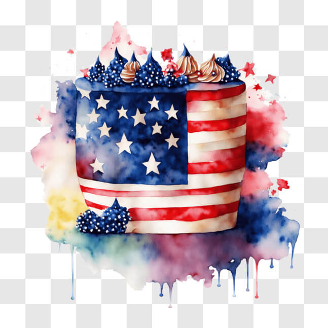 Download Fourth of July Cake with American Flag Decoration PNGs Online ...