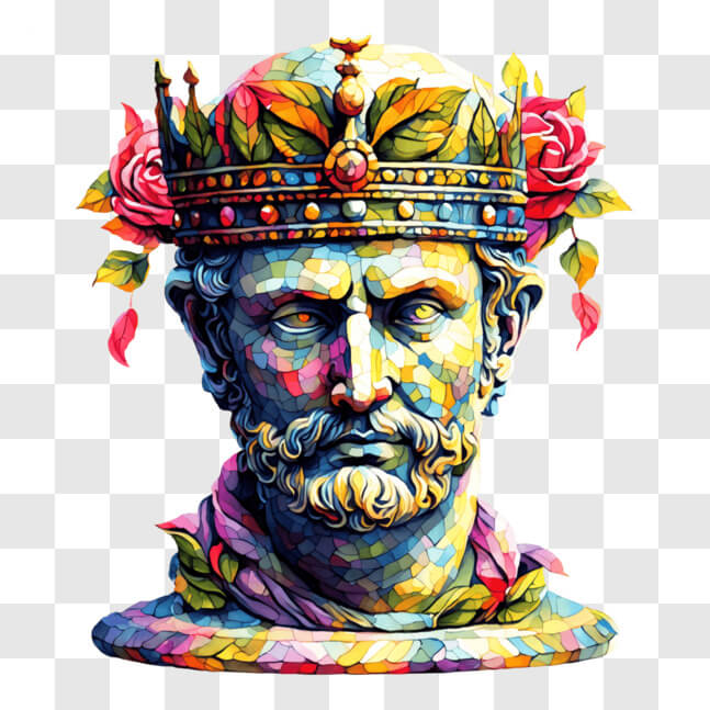 Download Colorful Painting of Ancient Roman Emperor Bust PNG Online ...