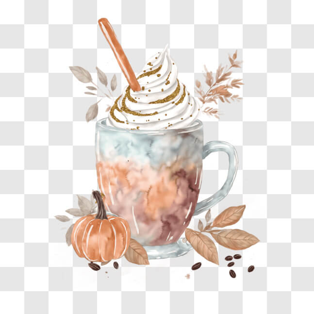 Download Fall Inspiration: Cup of Coffee with Whipped Cream and Autumn ...