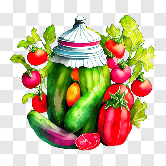 Download Glass Jar with Mixed Vegetables and Pickles PNG Online ...