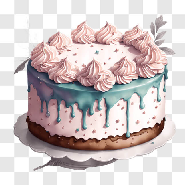 Download Delicious Cake with Pink and Blue Frosting and Sprinkles PNG ...