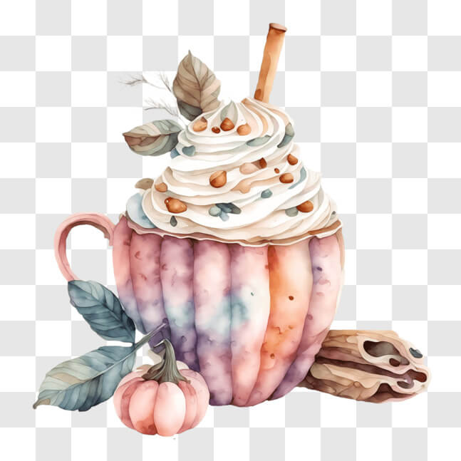 Download Fall Themed Watercolor Coffee Cup PNG Online - Creative Fabrica