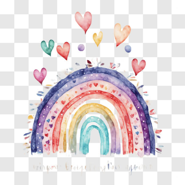 Little Deco Sticker Mural Bohème Arc-en-Ciel Aquarelle Cœurs - Grande Décoration Chambre Bébé Et Enfant