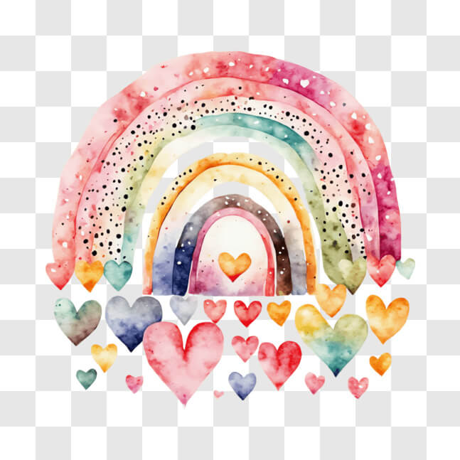 Download Heartshaped Rainbow with Colorful Hearts PNGs Online