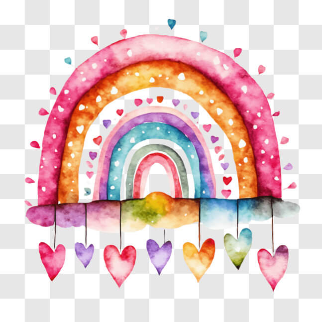 Download Colorful Rainbow with Heart-Shaped Design PNGs Online ...