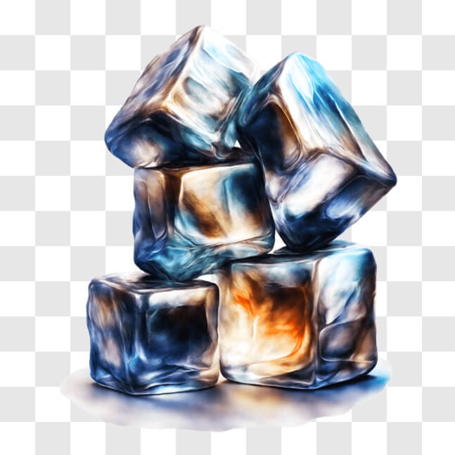 Download Colorful Stack of Ice Cubes for Drinks and Desserts PNGs ...
