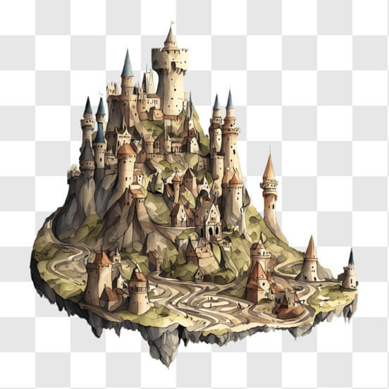 Fantasy Castle on an Island Sketches thumbnail