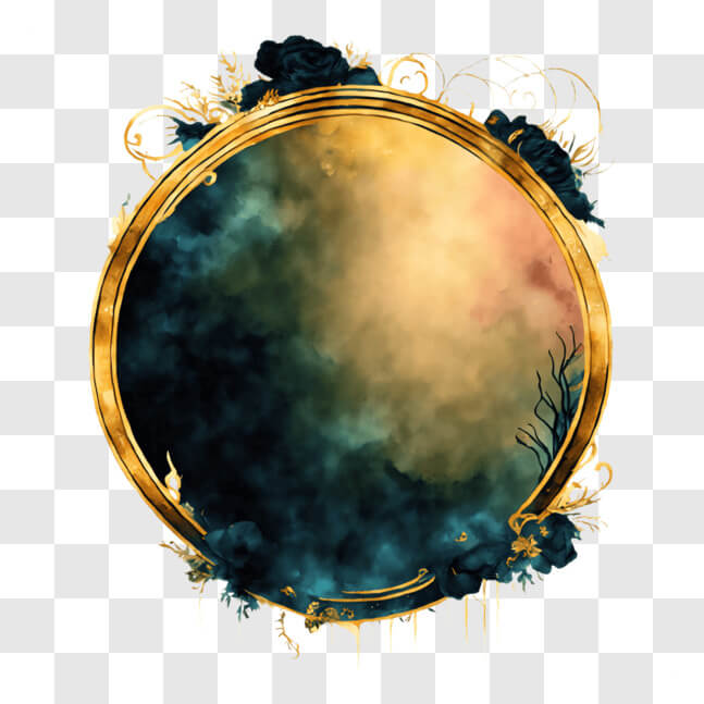 Download Decorative Circular Frame with Floral Design and Clouds PNGs ...
