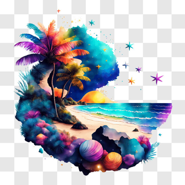 Download Vibrant Beach Art for Decorating Your Space PNG Online ...