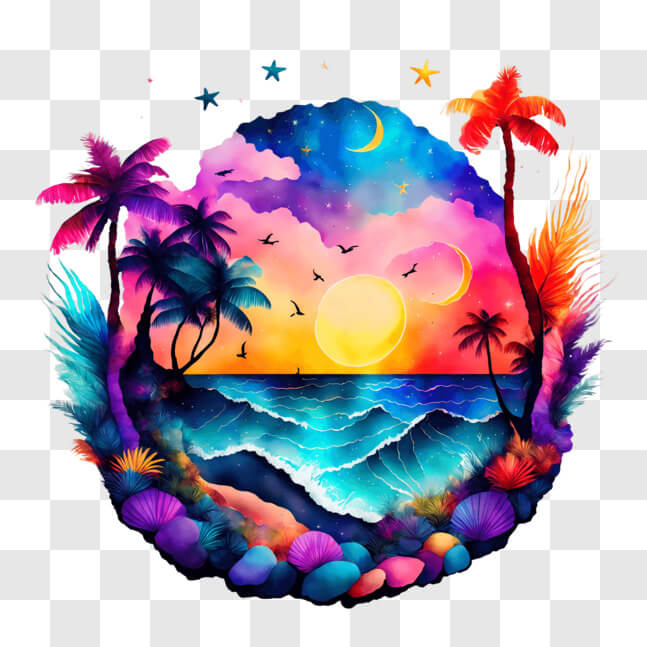 Download Vibrant Ocean Painting for Home or Office Decor PNG Online ...