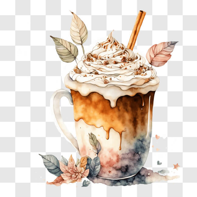 Download Decadent Coffee with Whipped Cream and Chocolate Syrup PNG ...