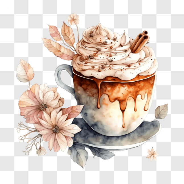 Download Hot Cocoa with Cinnamon and Whipped Cream in Vintage Coffee ...
