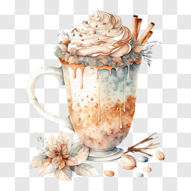 Download Delicious Hot Cocoa with Festive Ornaments PNG Online ...