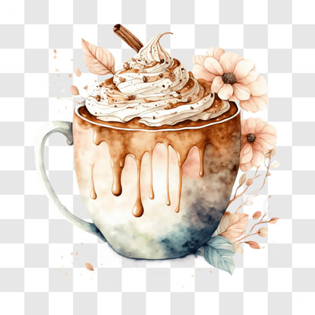 Download Artistic Coffee Illustration with Whipped Cream and Chocolate ...