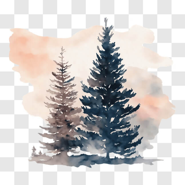 Download Watercolor Pine Trees Art PNG Online - Creative Fabrica