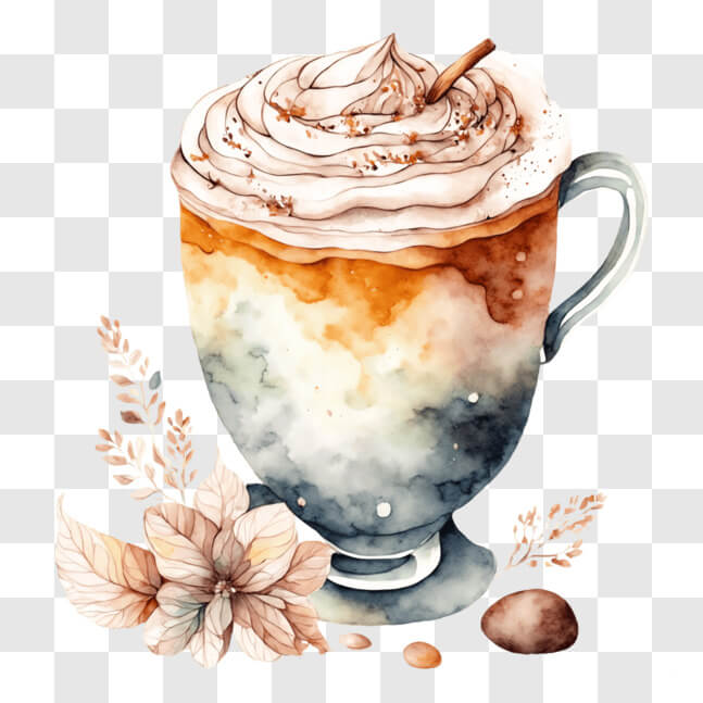 Download Artistic Coffee Creation with Whipped Cream and Fresh Fruit ...