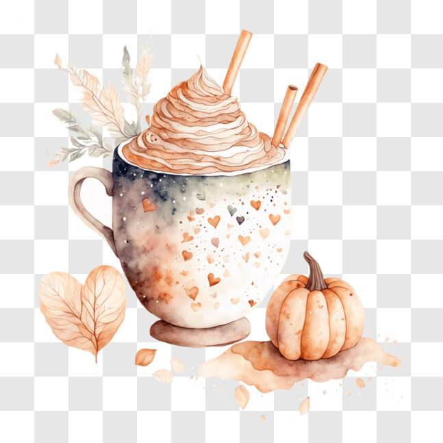 Download Pumpkin Spice Latte with Whipped Cream and Cinnamon Sticks ...