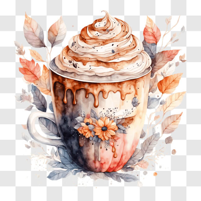 Download Artistic Watercolor Painting of Hot Cocoa with Whipped Cream ...