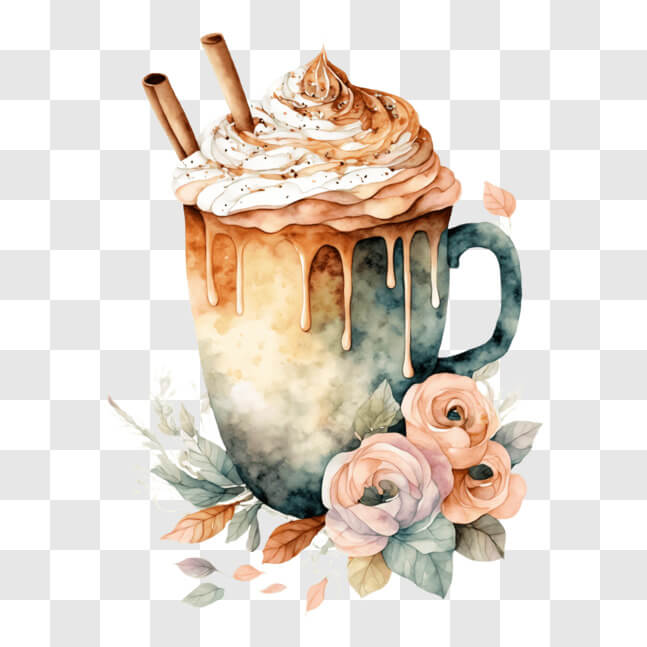 Download Cup of Coffee or Hot Chocolate with Cinnamon Sticks and ...
