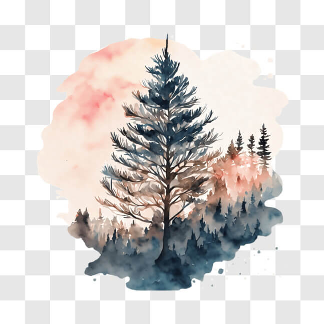Download Idyllic Forest Scene Watercolor Painting PNG Online - Creative ...