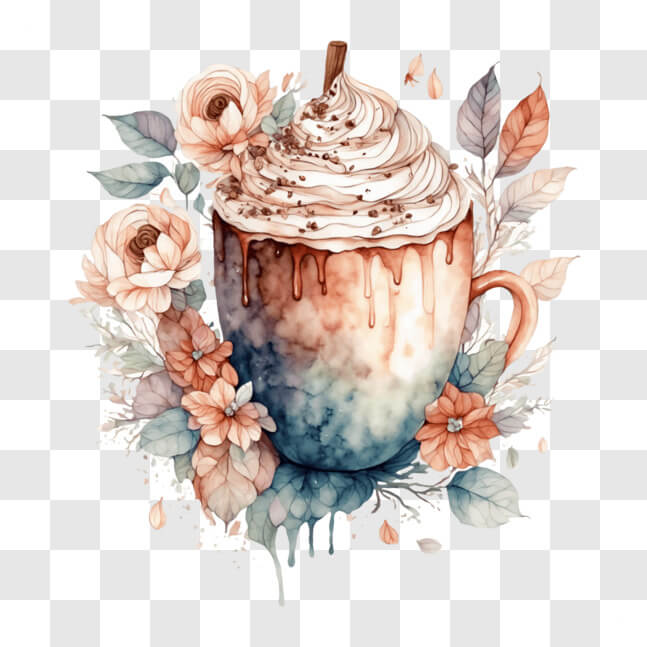 Download Coffee and Whipped Cream Art Display PNG Online - Creative Fabrica