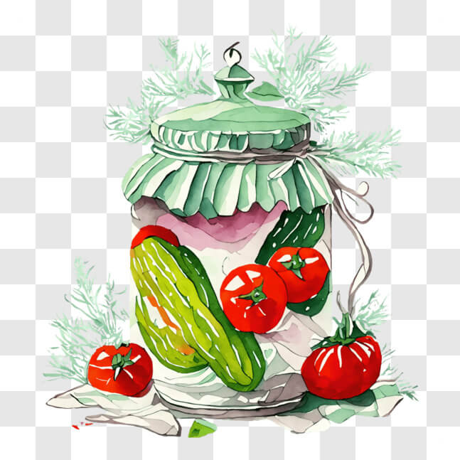Download Jar of Fresh Vegetables and Pickles PNG Online - Creative Fabrica