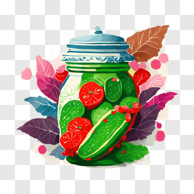 Download Jar of Pickles and Tomatoes Illustration PNG Online - Creative ...