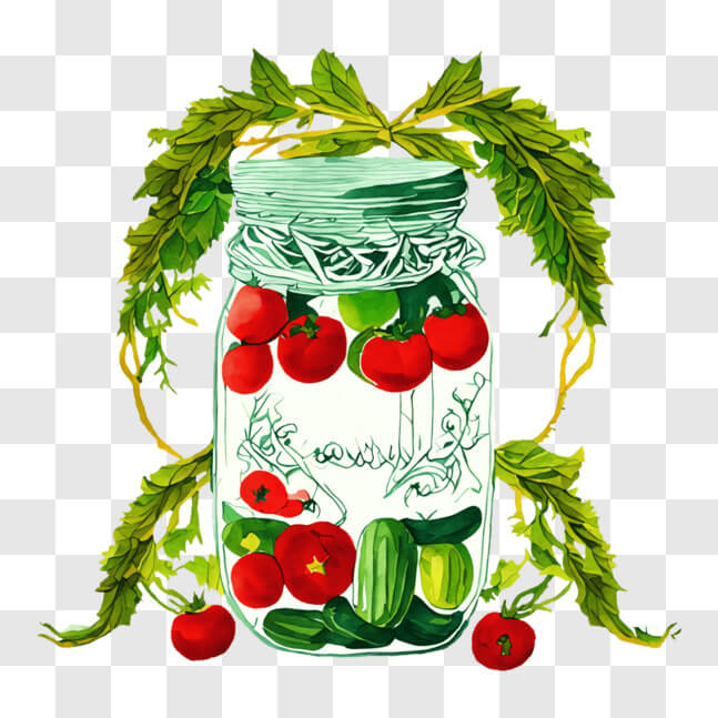 Download Illustration of Fresh Vegetables in Mason Jar PNG Online ...