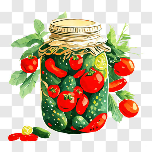 Download Preserved Pickled Vegetables with Herbs Illustration PNG ...