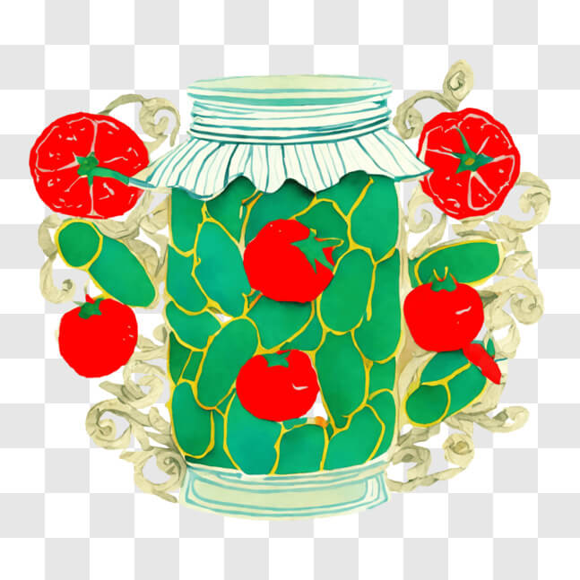 Download Jar of Pickled Vegetables with Green Leaves PNG Online ...