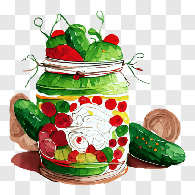Download Glass Jar of Pickled Vegetables and Bread PNG Online ...