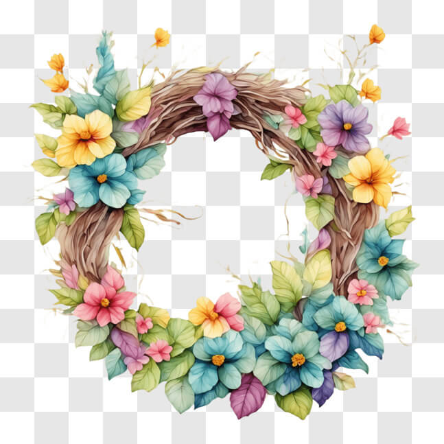 Download Vibrant Spring Flower Wreath for Home Decor PNG Online ...