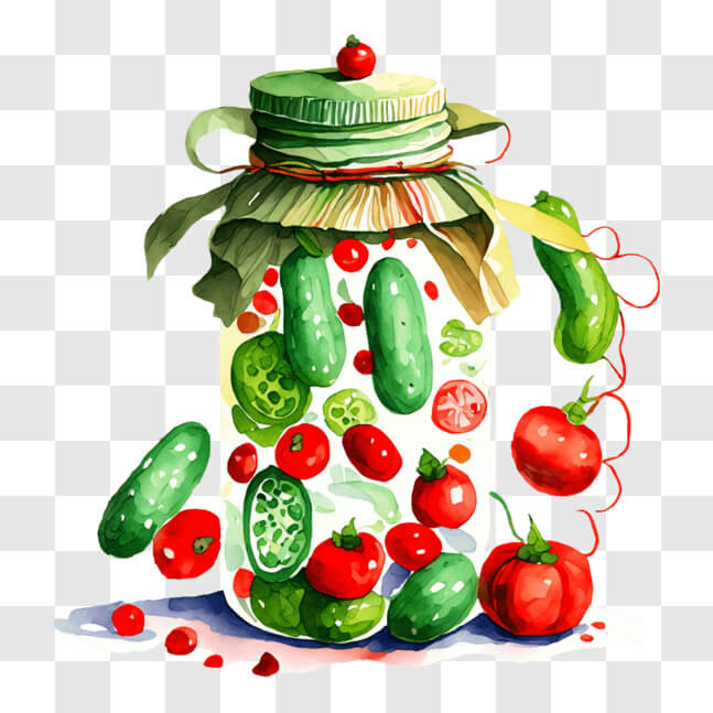 Download Assorted Pickles, Tomatoes, and Cucumbers in a Jar PNG Online ...