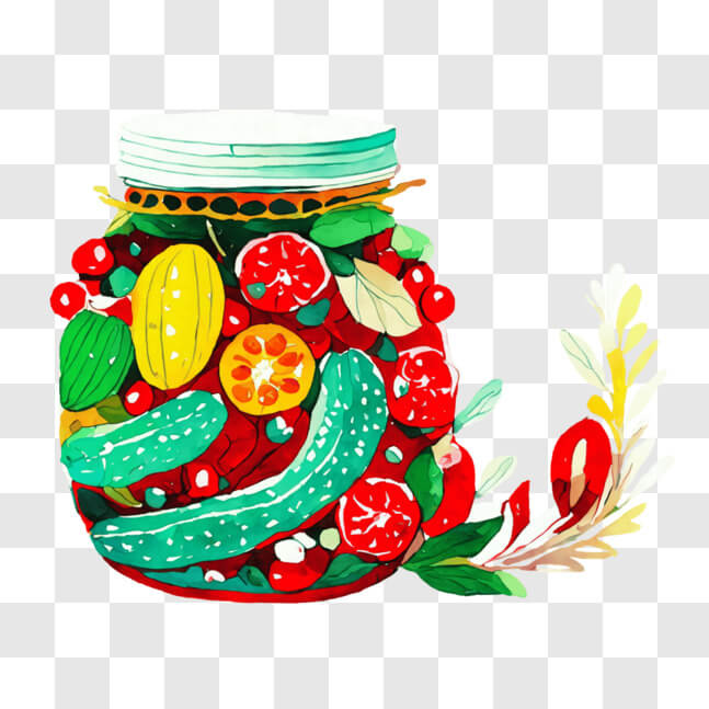 Download Jar of Preserved Fruits and Vegetables Illustration PNG Online ...