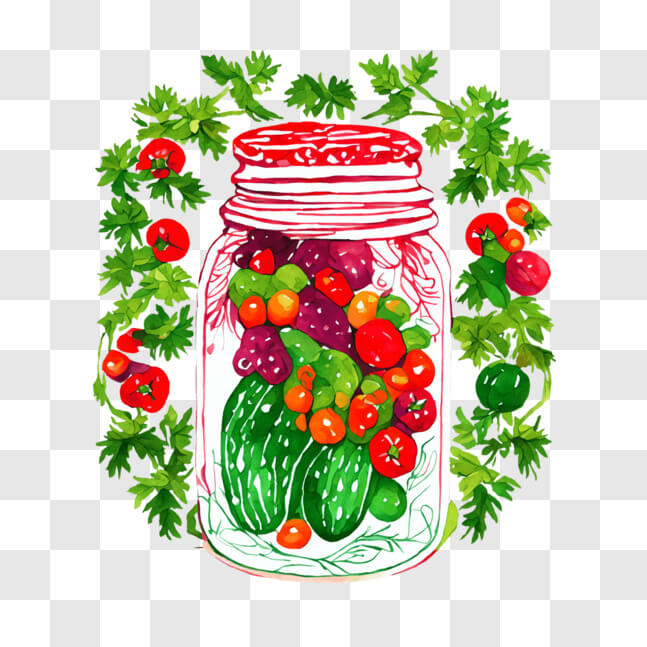 Download Colorful Mason Jar with Fresh Produce PNG Online - Creative ...