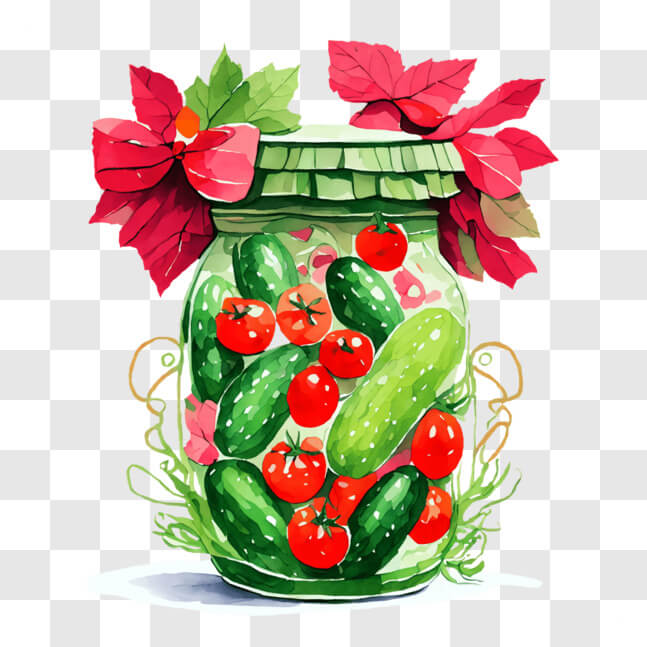 Download Glass Jar of Fresh Vegetables and Pickles PNG Online ...
