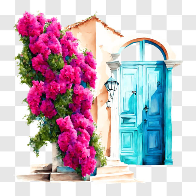 Download Charming Traditional Greek Architecture with Blue Door and ...