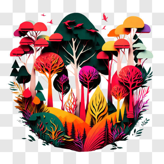 Download Imaginary Paper Cutout Forest Artwork PNG Online - Creative ...