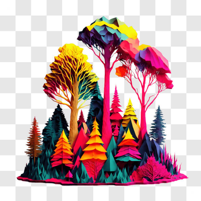 Download Vibrant Paper Forest Artwork PNG Online - Creative Fabrica