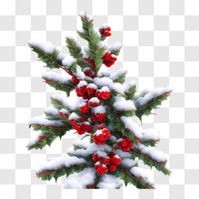 Download Snow-Covered Tree Branch with Red Berries PNGs Online ...